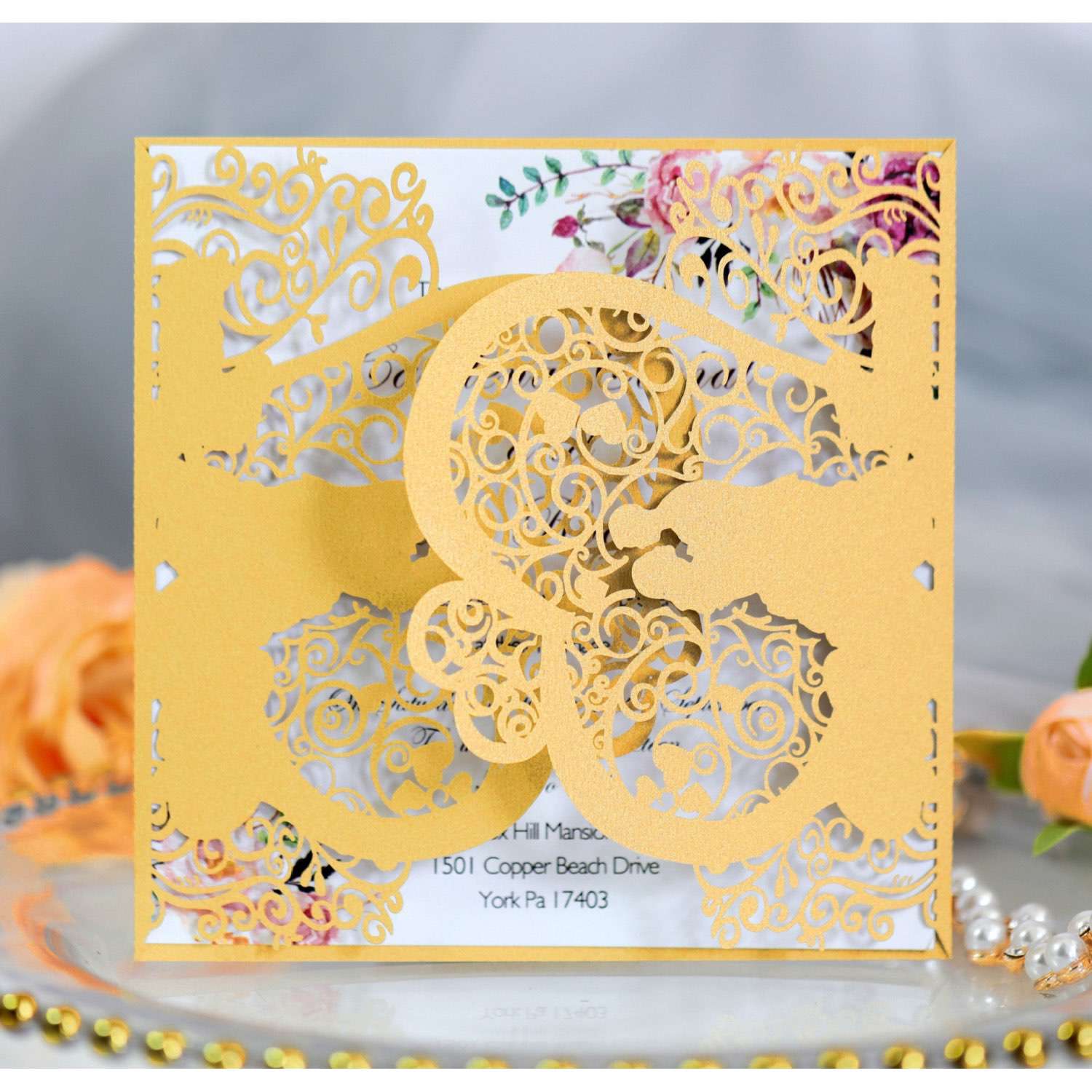 White Square Invitation Card Laser Marriage Card Wholesale 